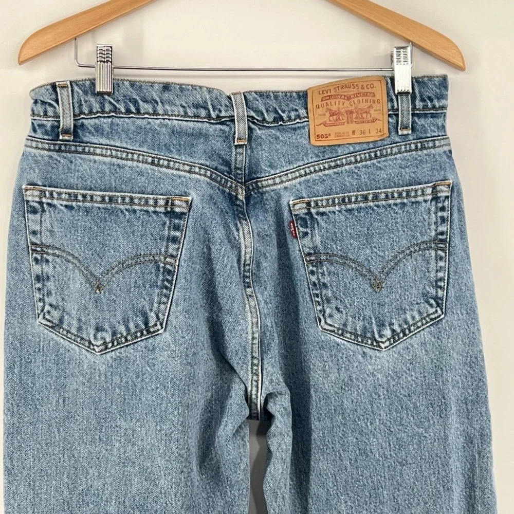 Vtg 90s Levis 505 Regular Fit Straight Leg Jeans 36 (34x34) Med Wash Denim 1998